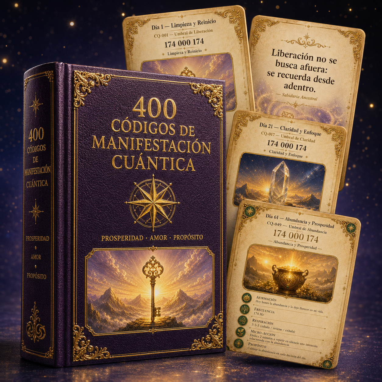 Manual 400 Códigos de Manifestación Cuántica y tarjetas de ejemplo