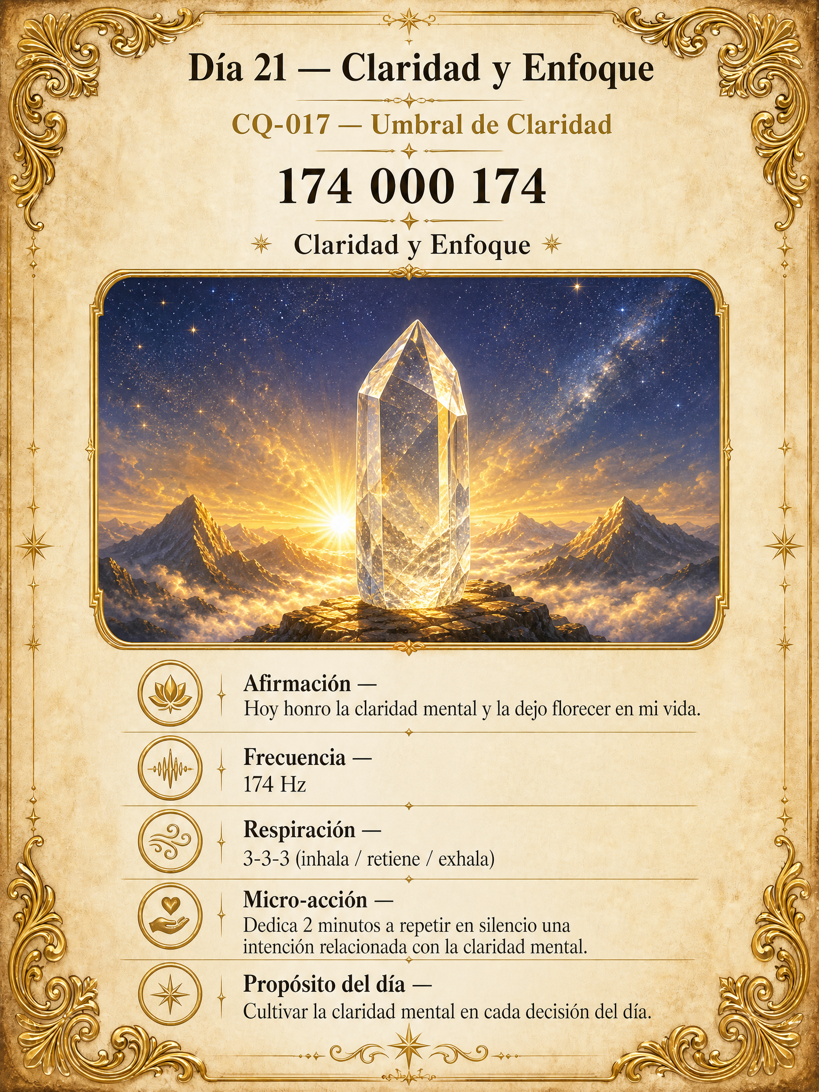 Página del manual — Día 21, Claridad y Enfoque